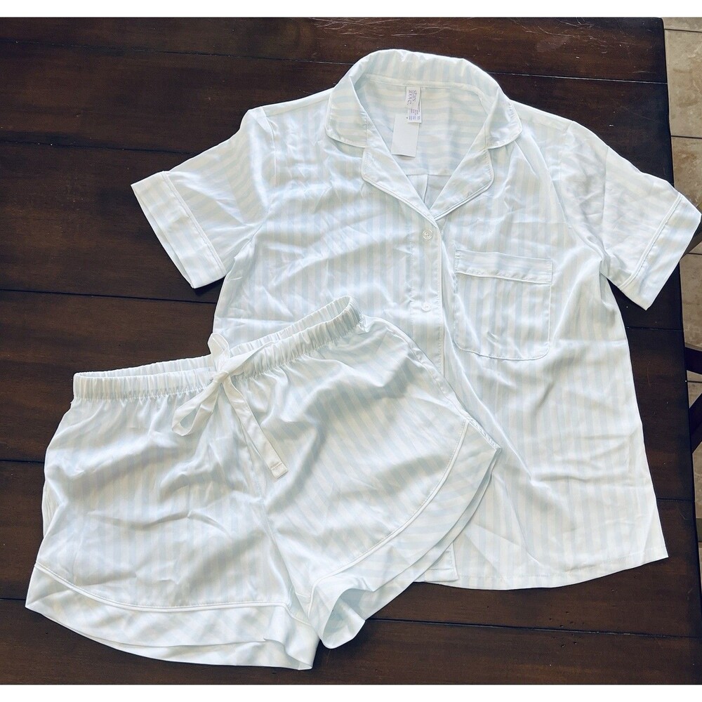 NWT Stars Above Blue Stripe Short Sleeve Pajama Top & Shorts Set Women’s Size XS